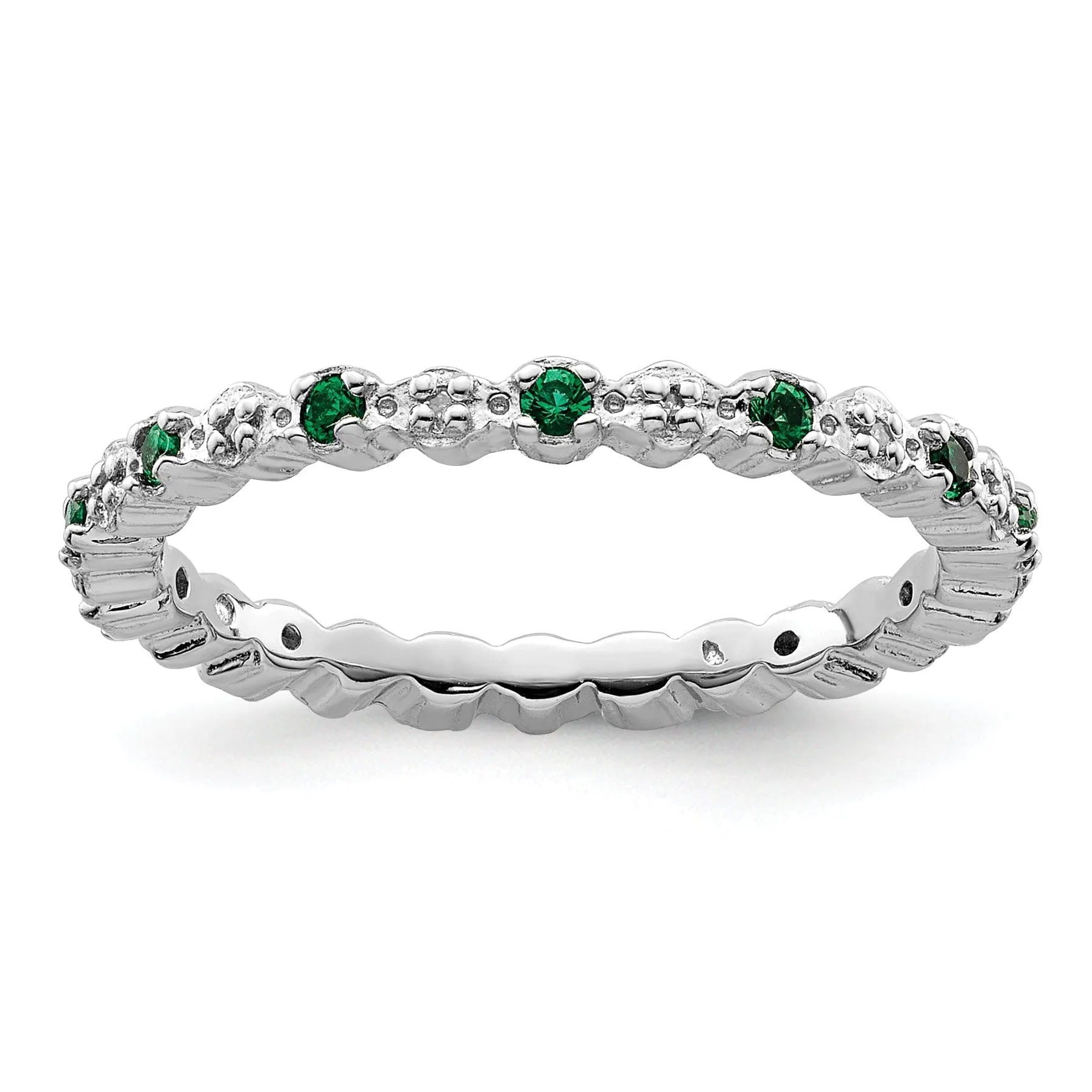 Sterling Silver Stackable Expressions Emerald Ring
