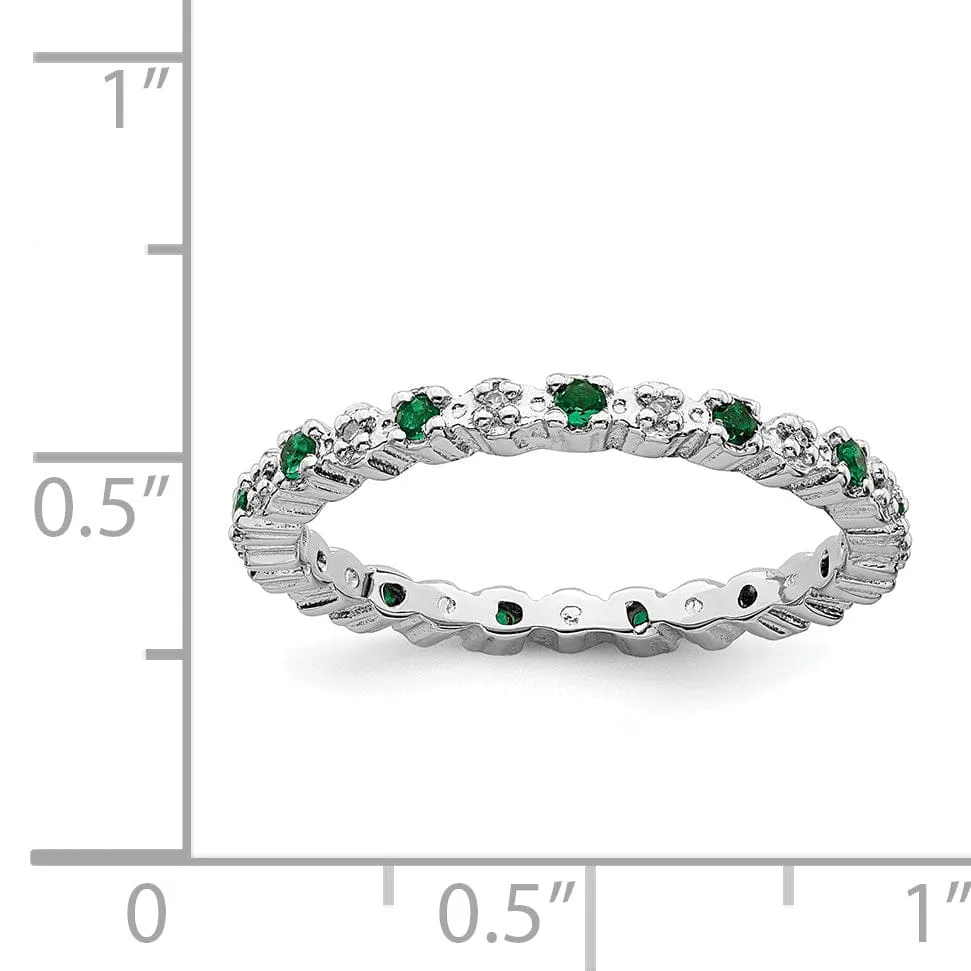 Sterling Silver Stackable Expressions Emerald Ring