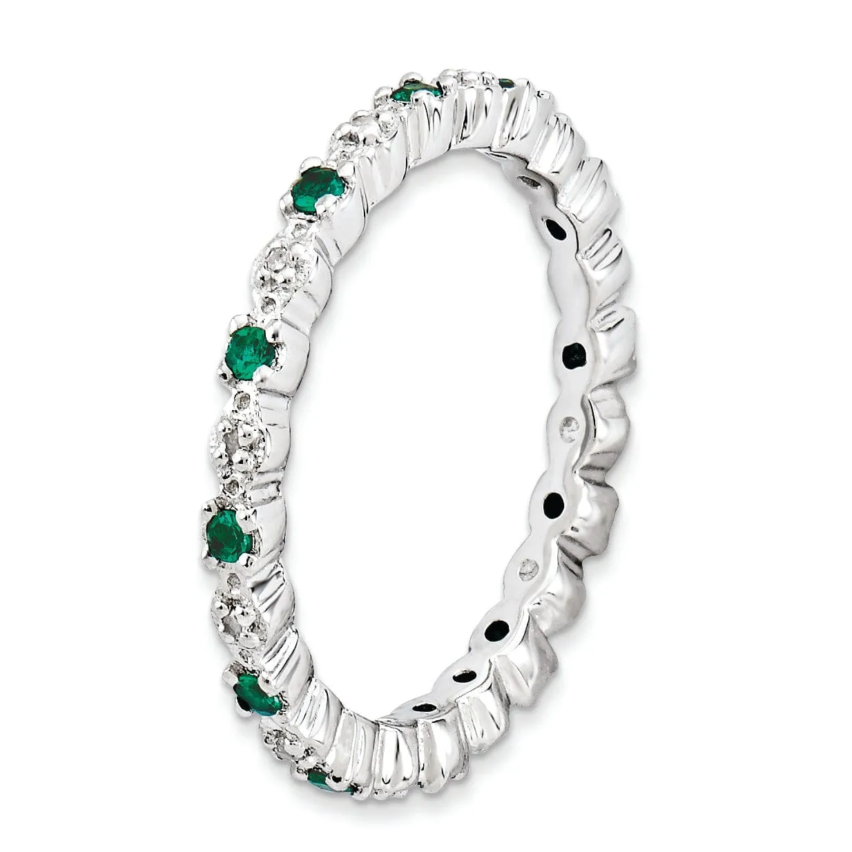 Sterling Silver Stackable Expressions Emerald Ring