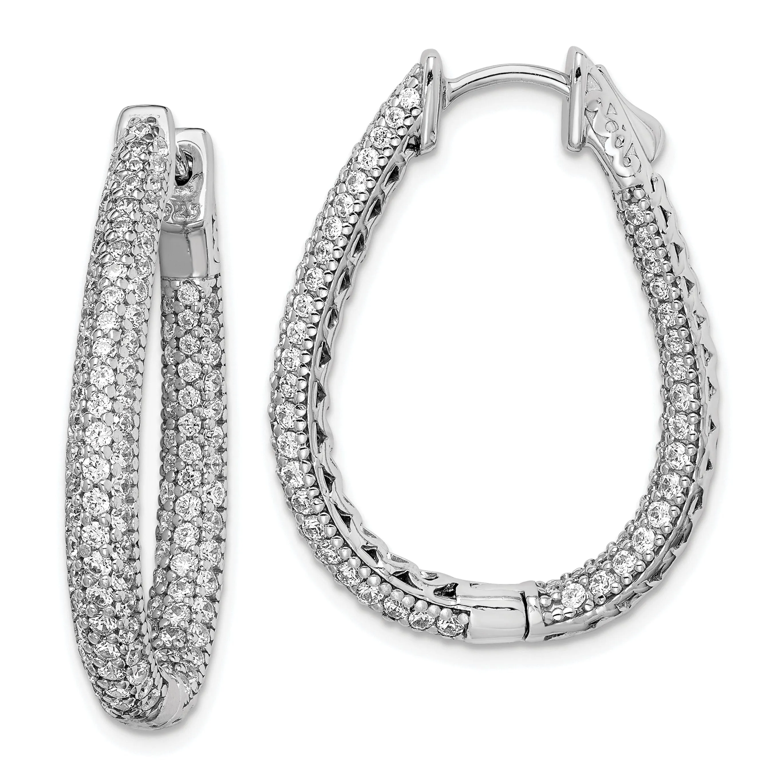 Sterling Silver Teardrop Hoop Earrings