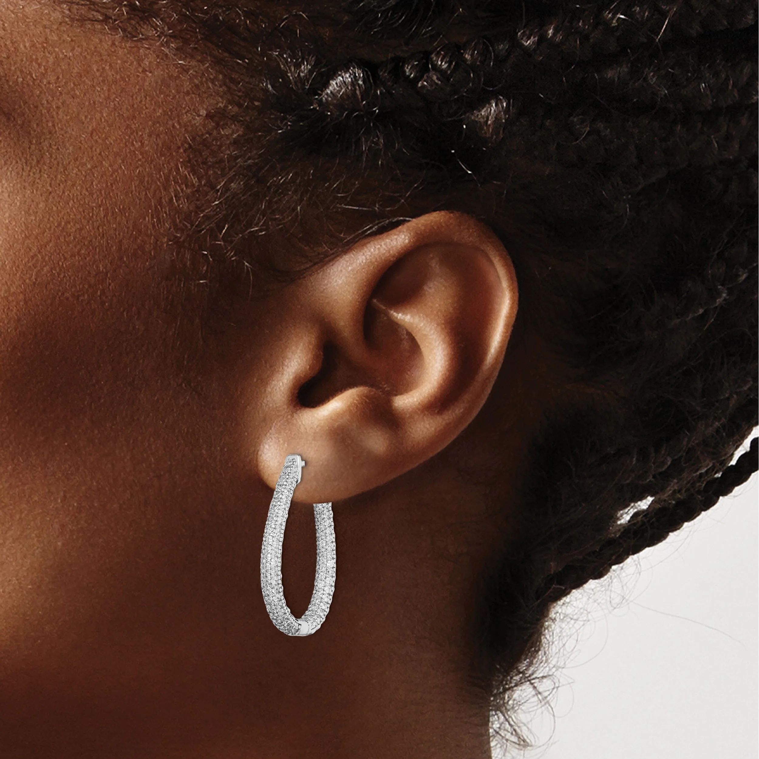 Sterling Silver Teardrop Hoop Earrings