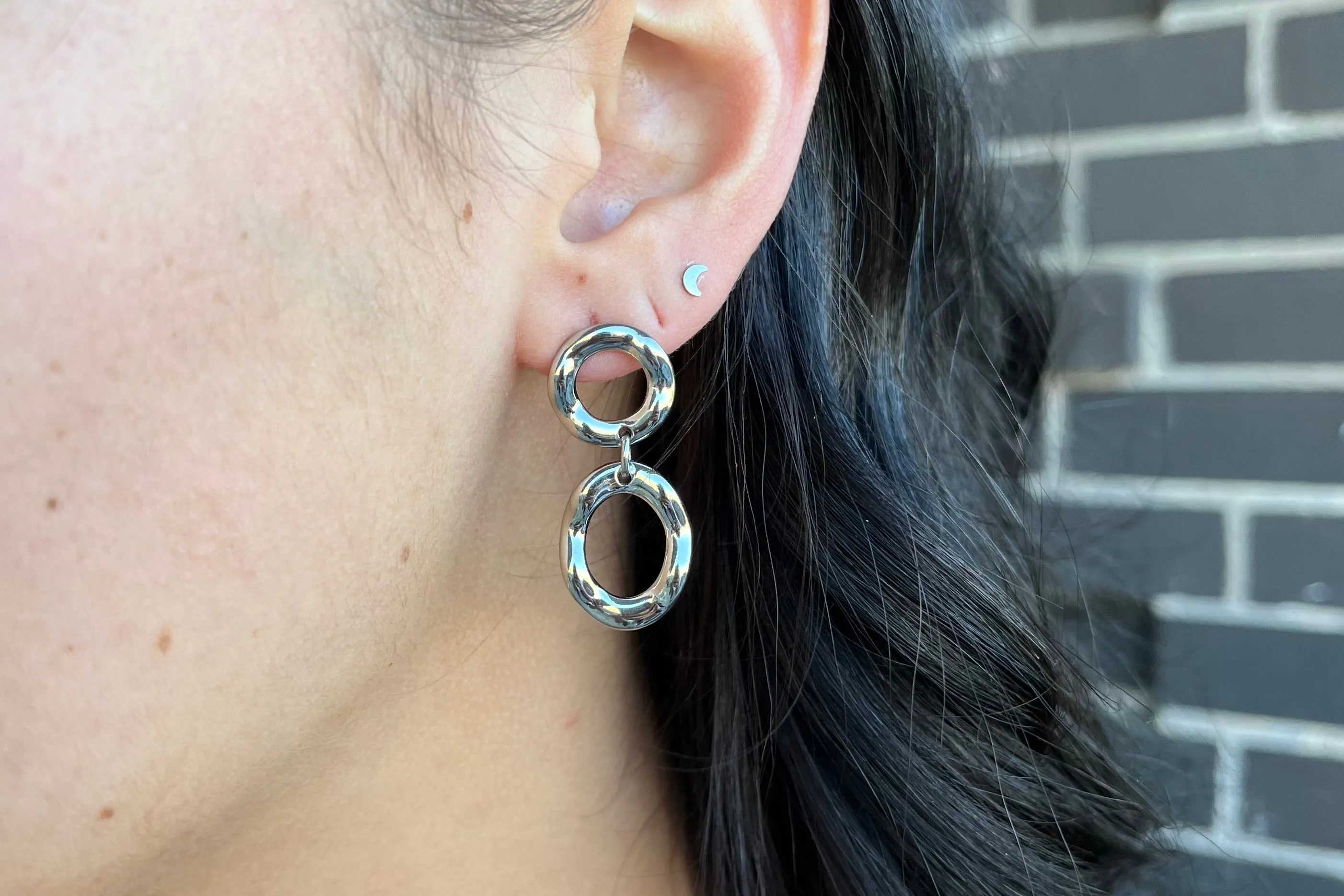 Sterling Silver Wavy Disk Earrings