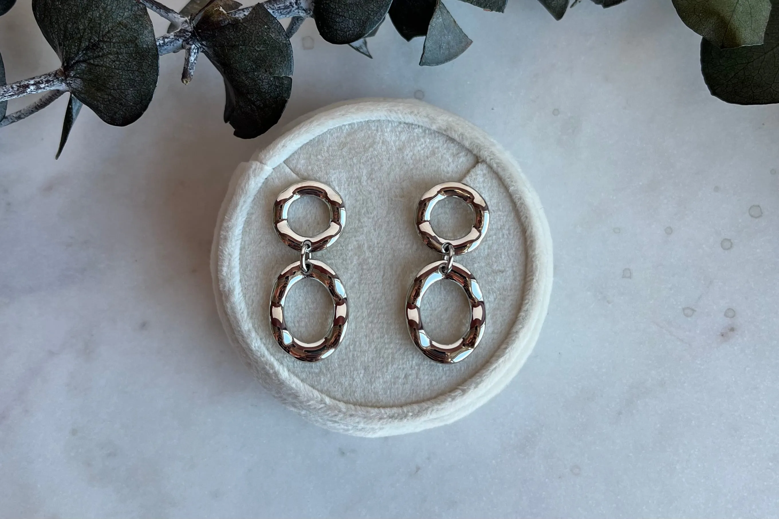 Sterling Silver Wavy Disk Earrings