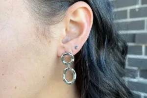 Sterling Silver Wavy Disk Earrings