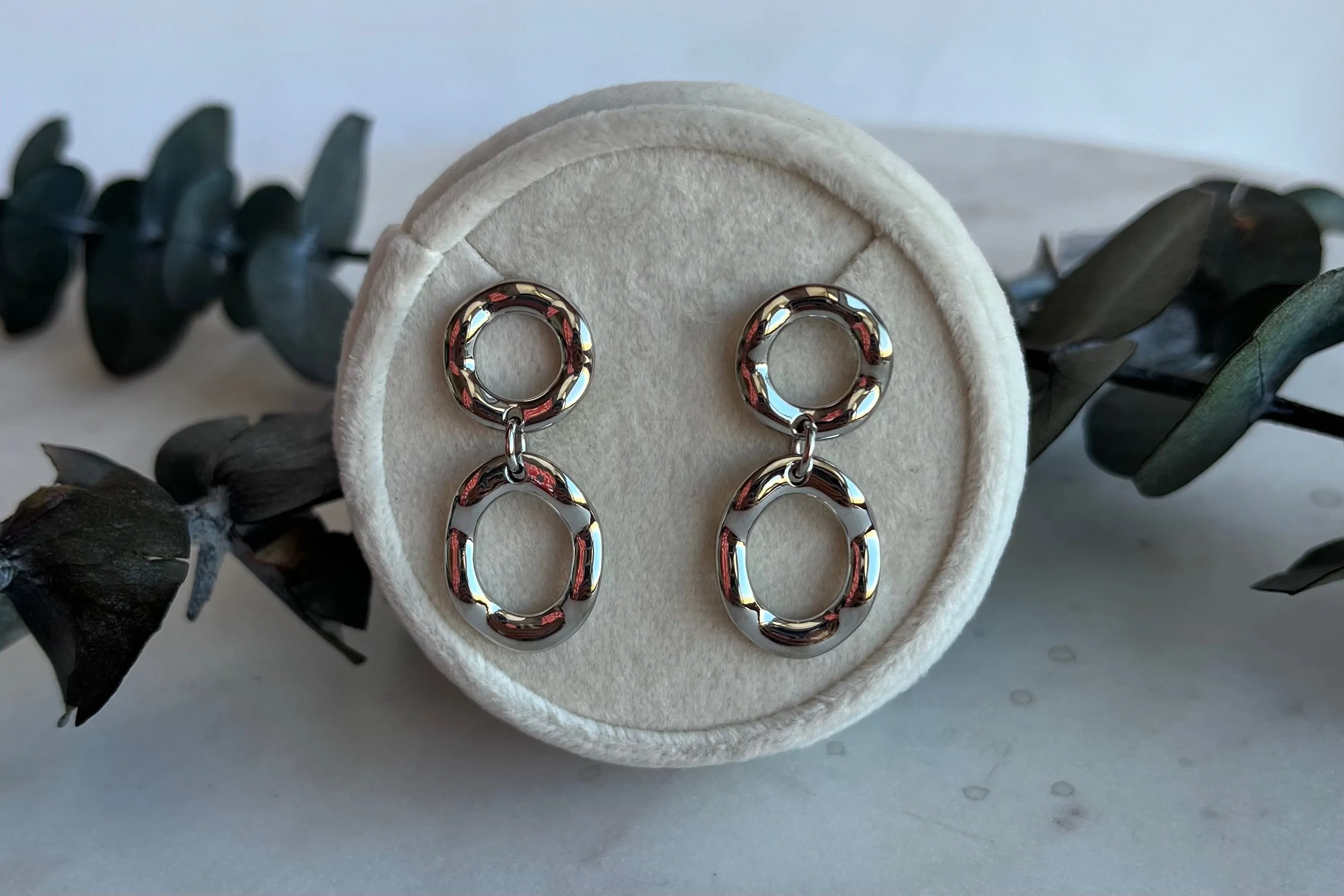 Sterling Silver Wavy Disk Earrings