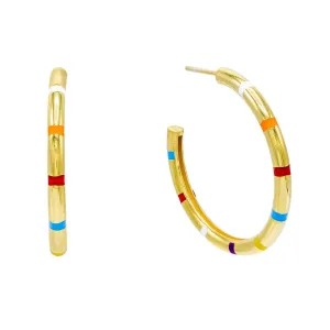 Striped Enamel Hoop Earring