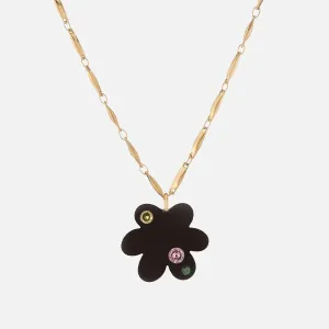 Super Bloom Necklace, Black Agate