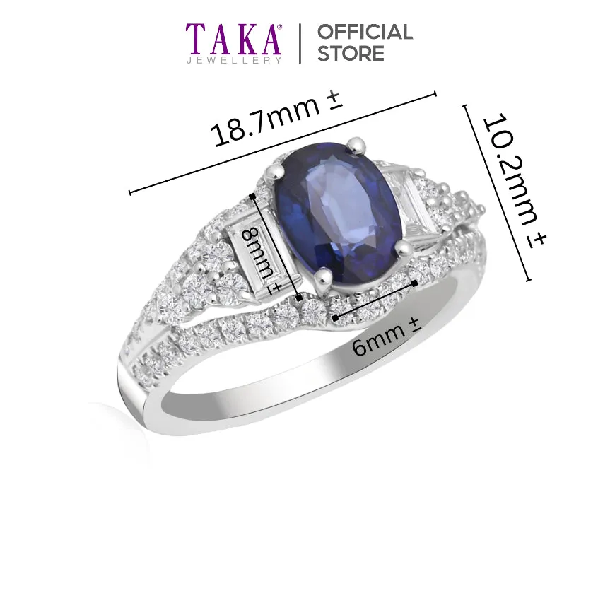 TAKA Jewellery Lab Grown Blue Sapphire and Diamond Ring 10K