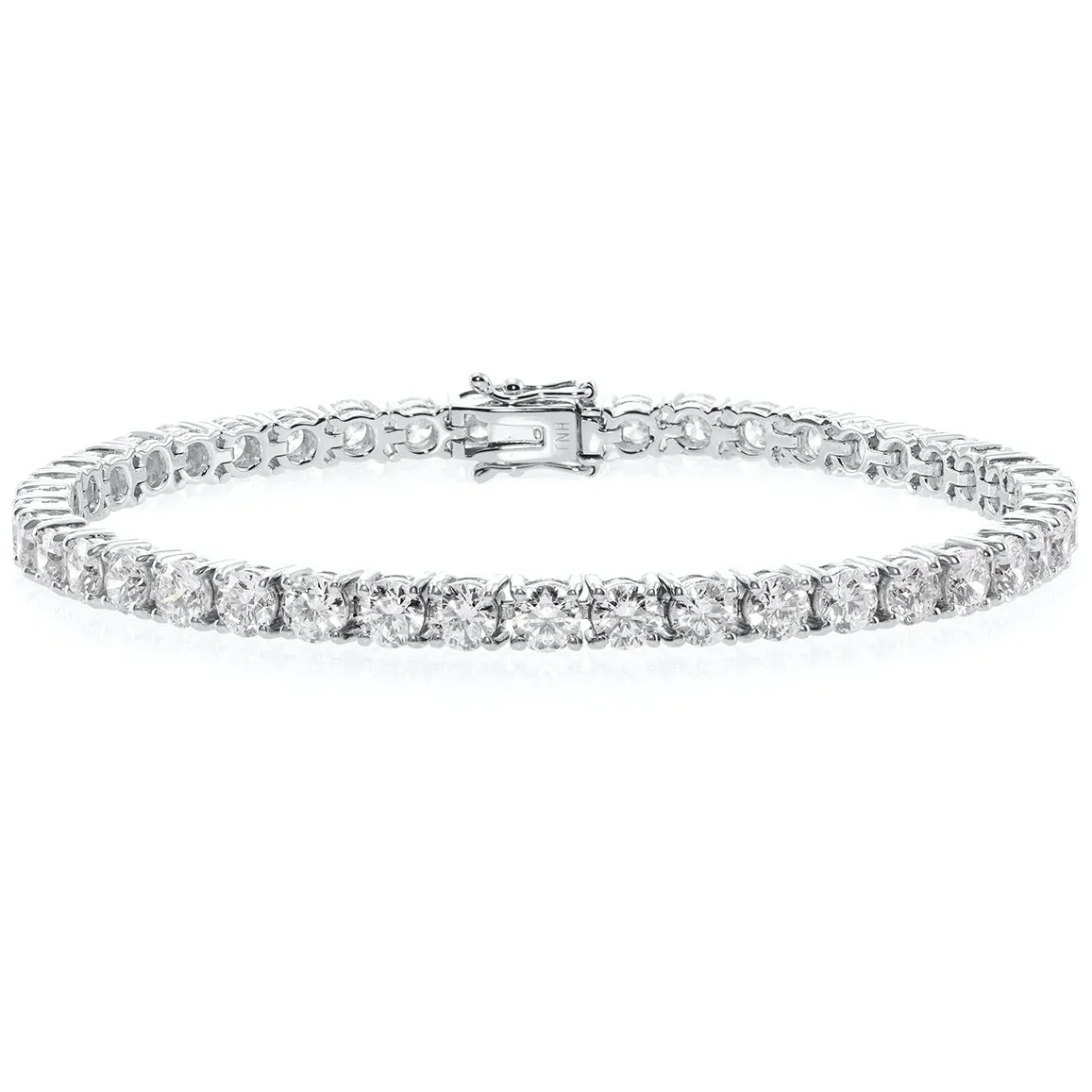 Tennis Bracelet with Round Brilliant Cut Natural Diamond (7.20ct) in 18K White Gold