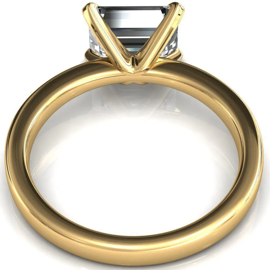 Tessa Emerald Moissanite East-West 4  Prong Pitched Shoulders Solitaire Engagement Ring