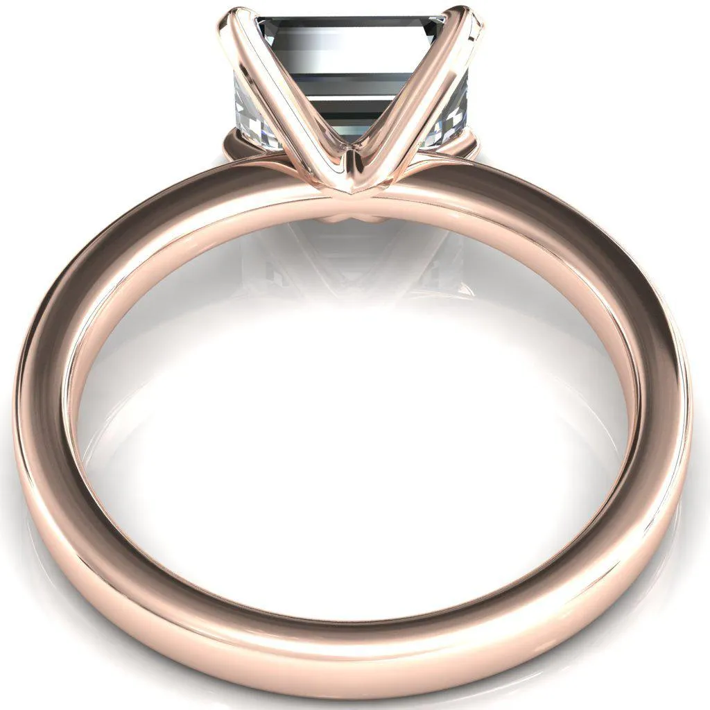 Tessa Emerald Moissanite East-West 4  Prong Pitched Shoulders Solitaire Engagement Ring