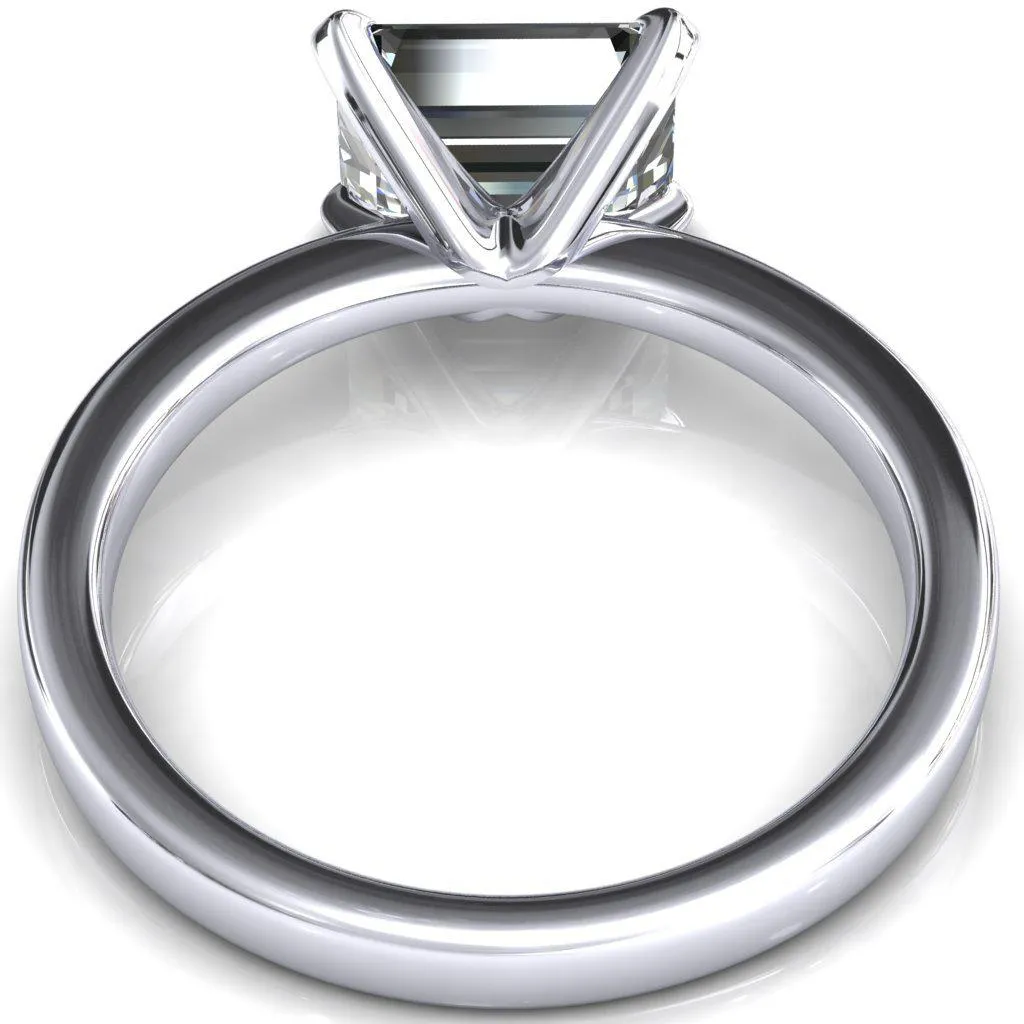 Tessa Emerald Moissanite East-West 4  Prong Pitched Shoulders Solitaire Engagement Ring