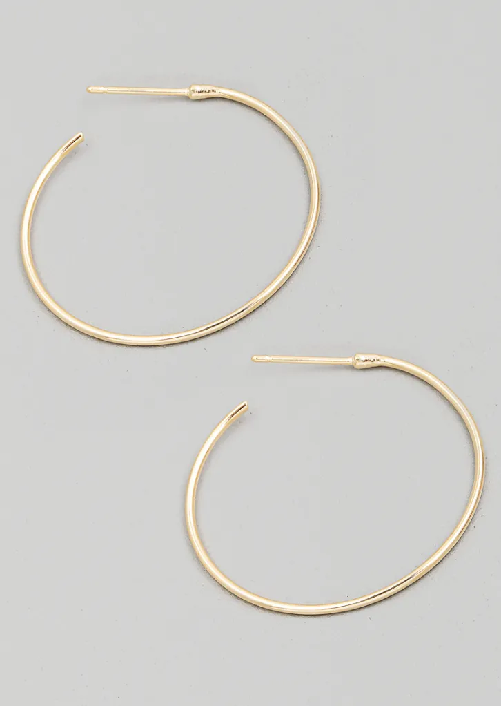 Thin Metallic Hoop Earrings