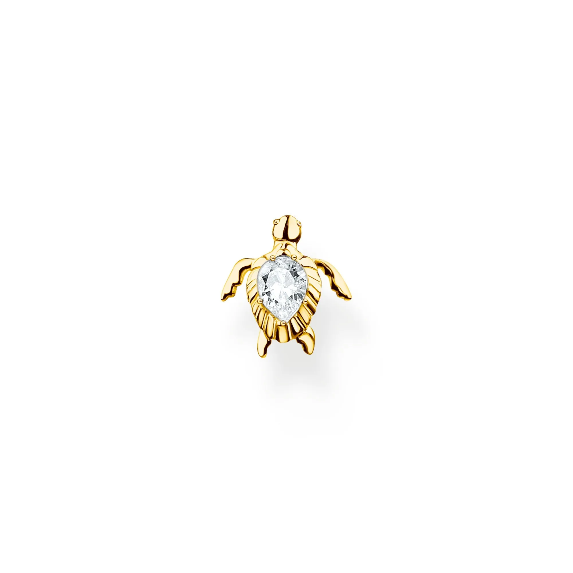 Thomas Sabo Charm Club Yellow Gold Plated Sterling Silver Turtle Single Ear Stud