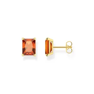 Thomas Sabo Gold Plated Sterling Silver Orange Stone Stud Earrings D