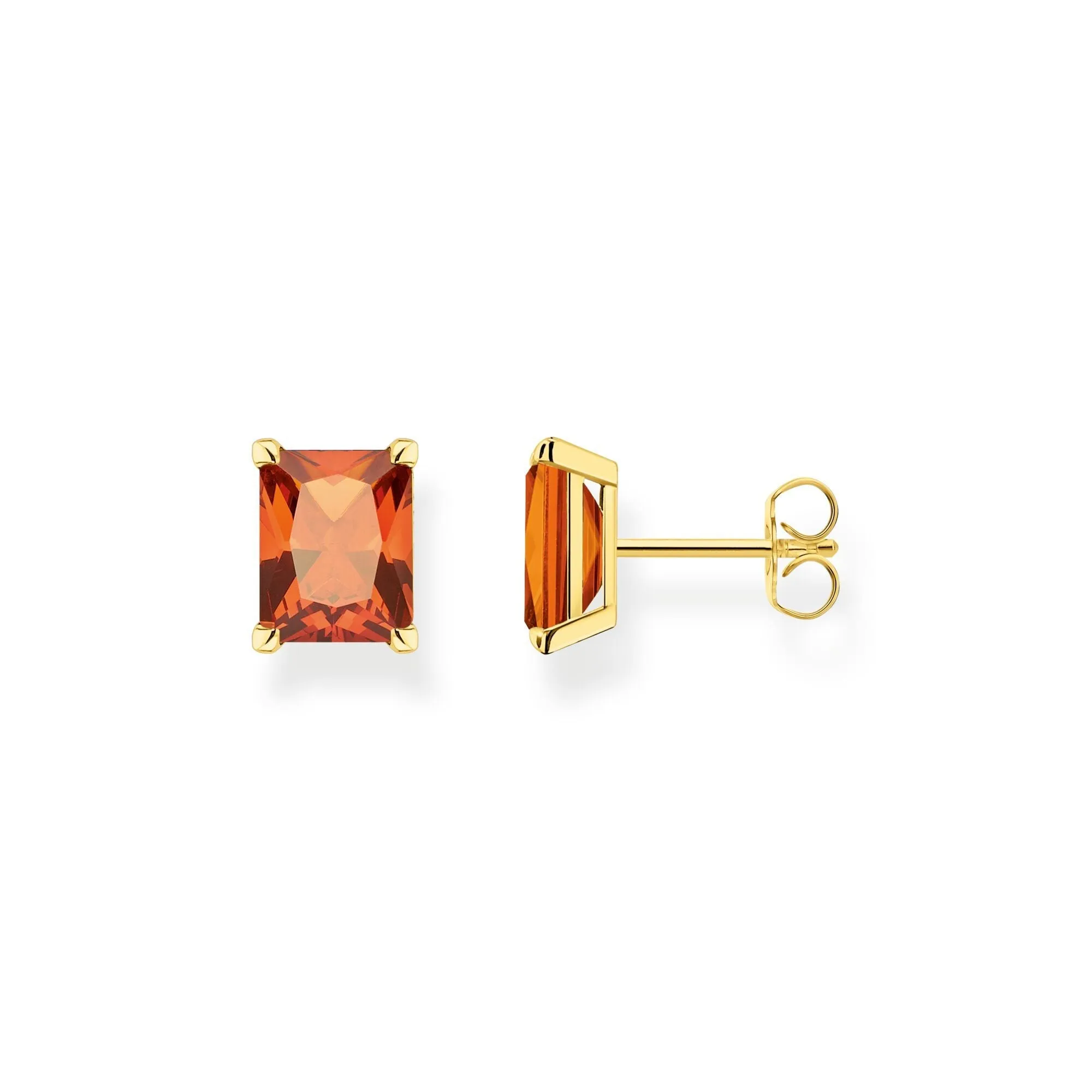 Thomas Sabo Gold Plated Sterling Silver Orange Stone Stud Earrings D