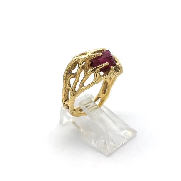 Three dimensional sketch holding a fragment of Bixbite crystal