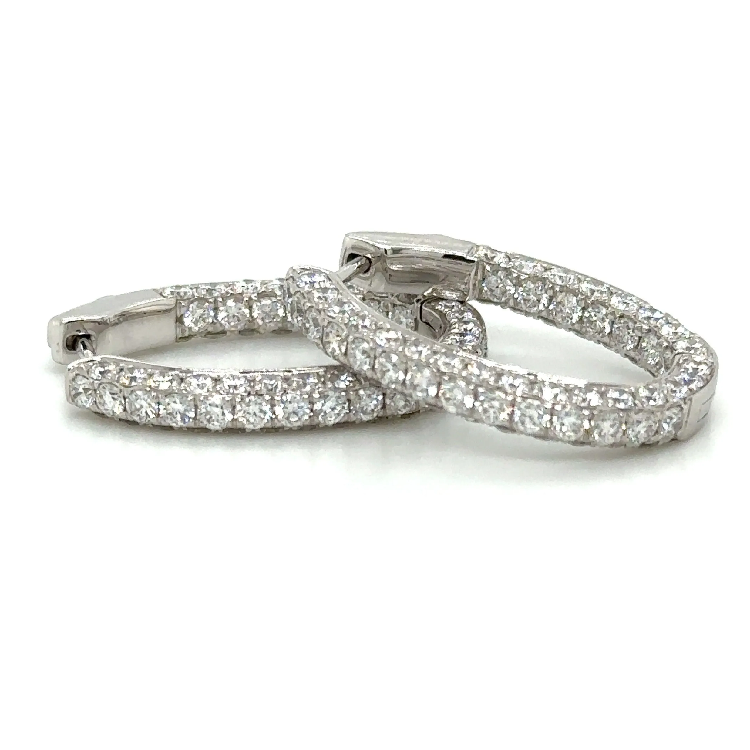 Three Row 3.98ct t.w. Inside out Oval Hoop Earrings