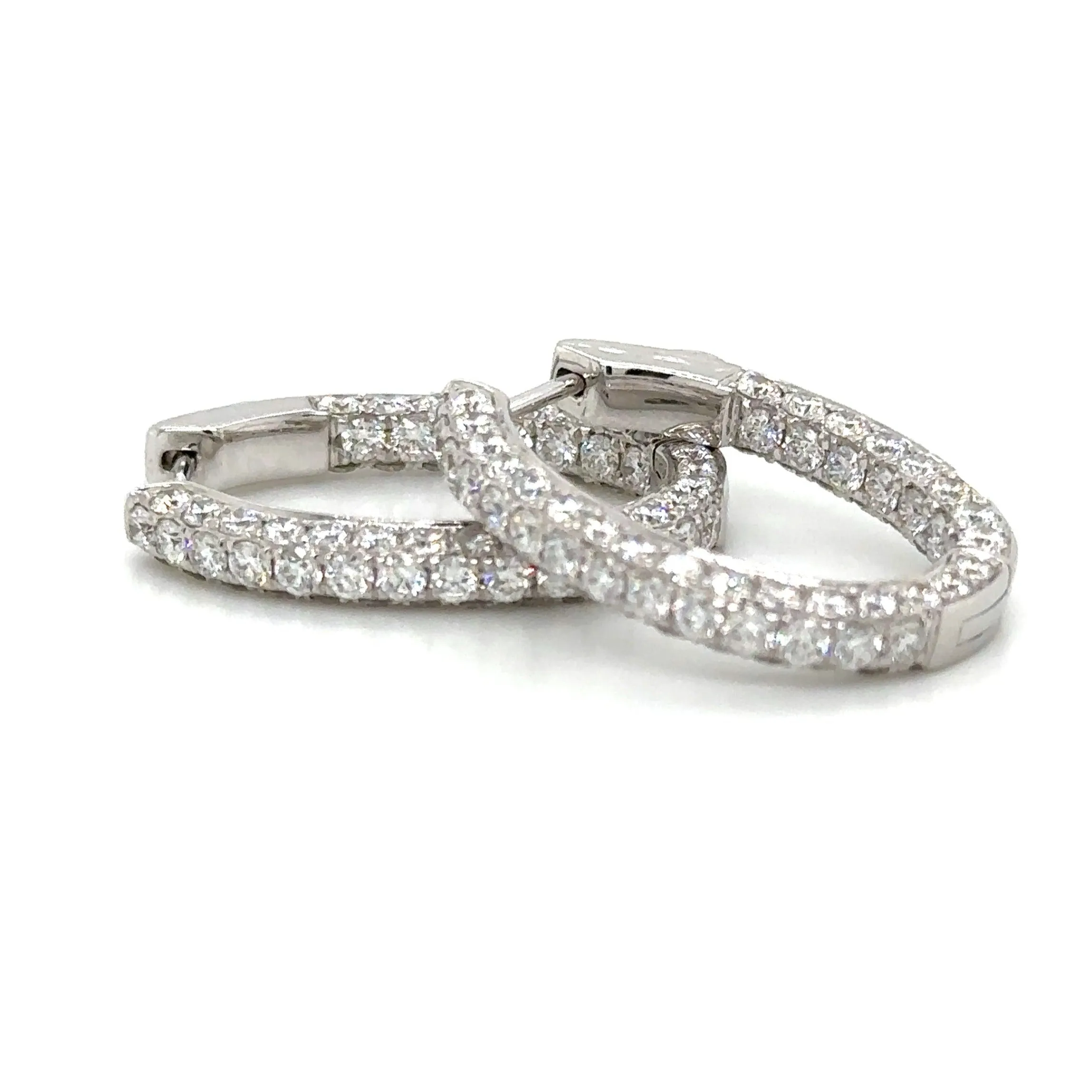 Three Row 3.98ct t.w. Inside out Oval Hoop Earrings