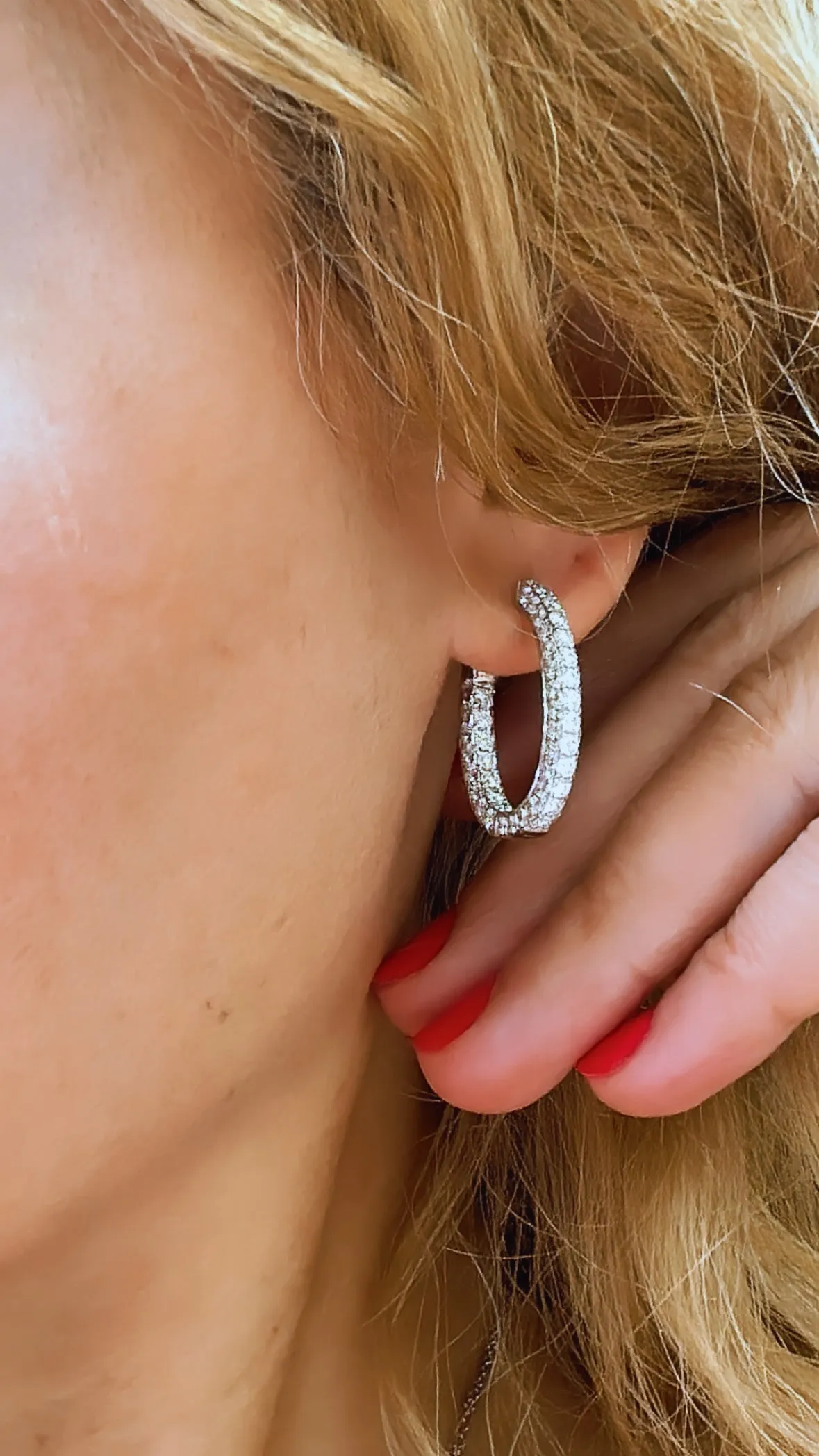 Three Row 3.98ct t.w. Inside out Oval Hoop Earrings