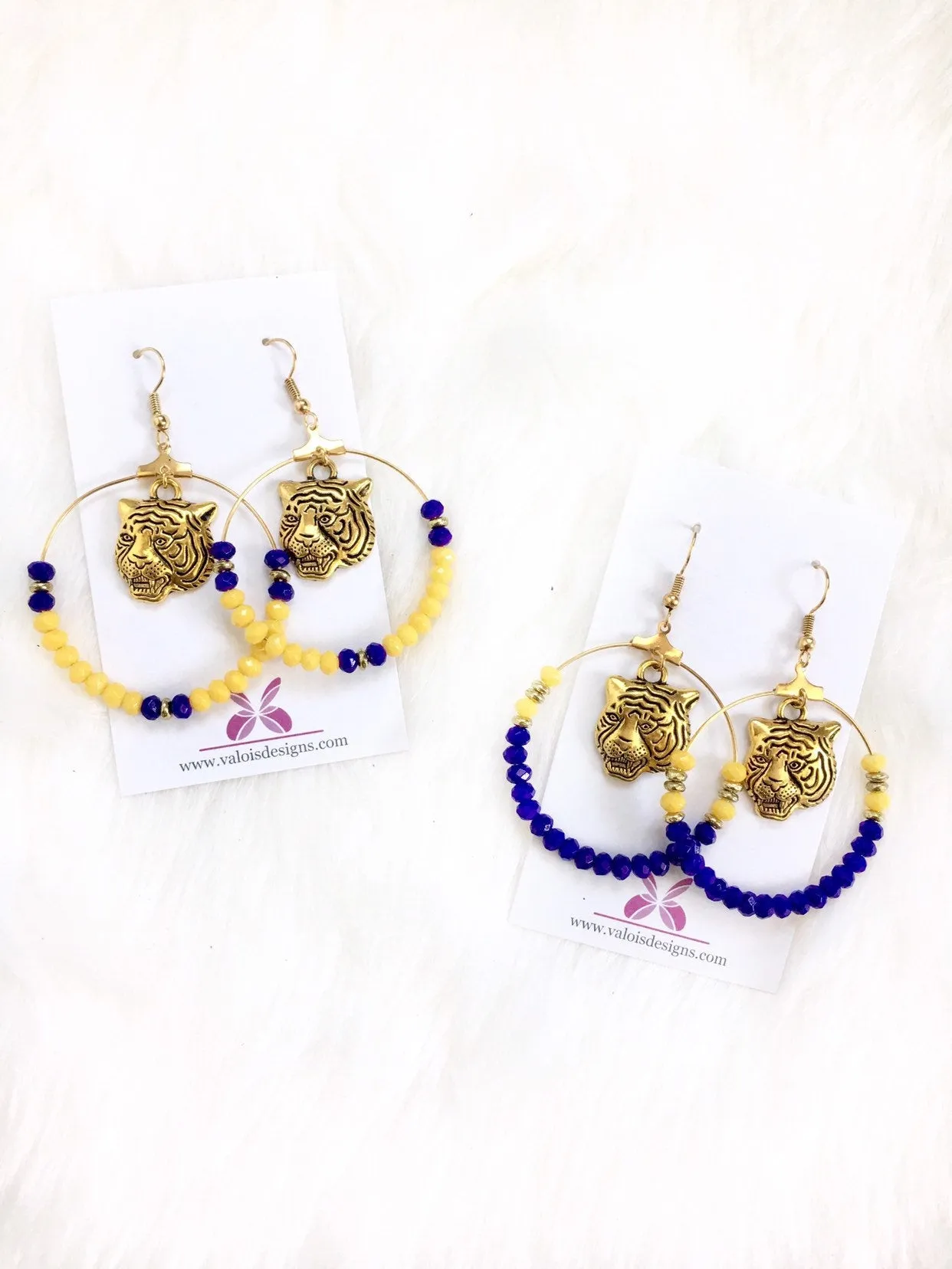 Tiger Beaded Hoop Earrings