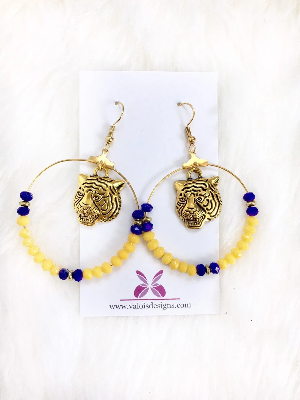 Tiger Beaded Hoop Earrings