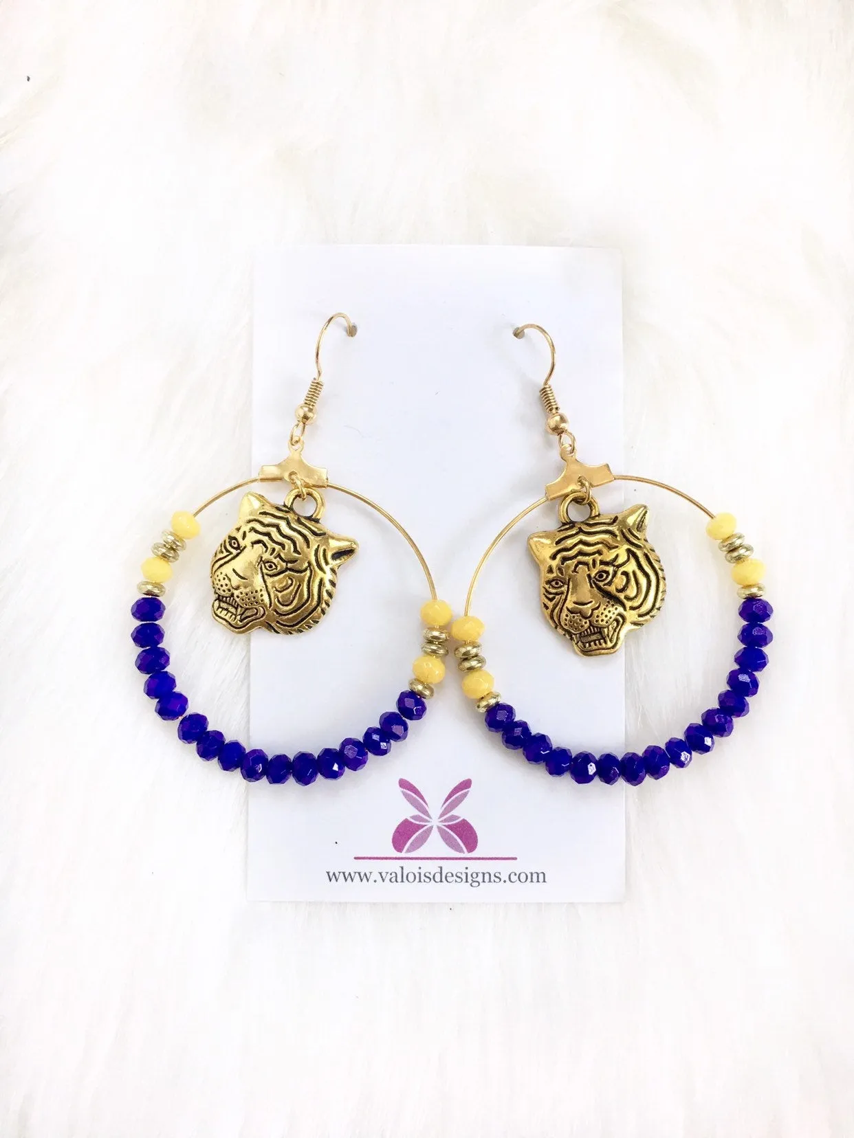 Tiger Beaded Hoop Earrings