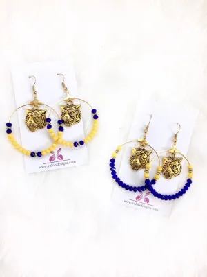 Tiger Beaded Hoop Earrings