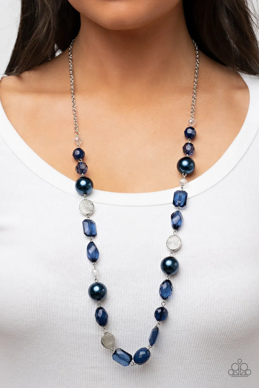 Timelessly Tailored - Blue - Oversize Pearl and Beaded Paparazzi Necklace