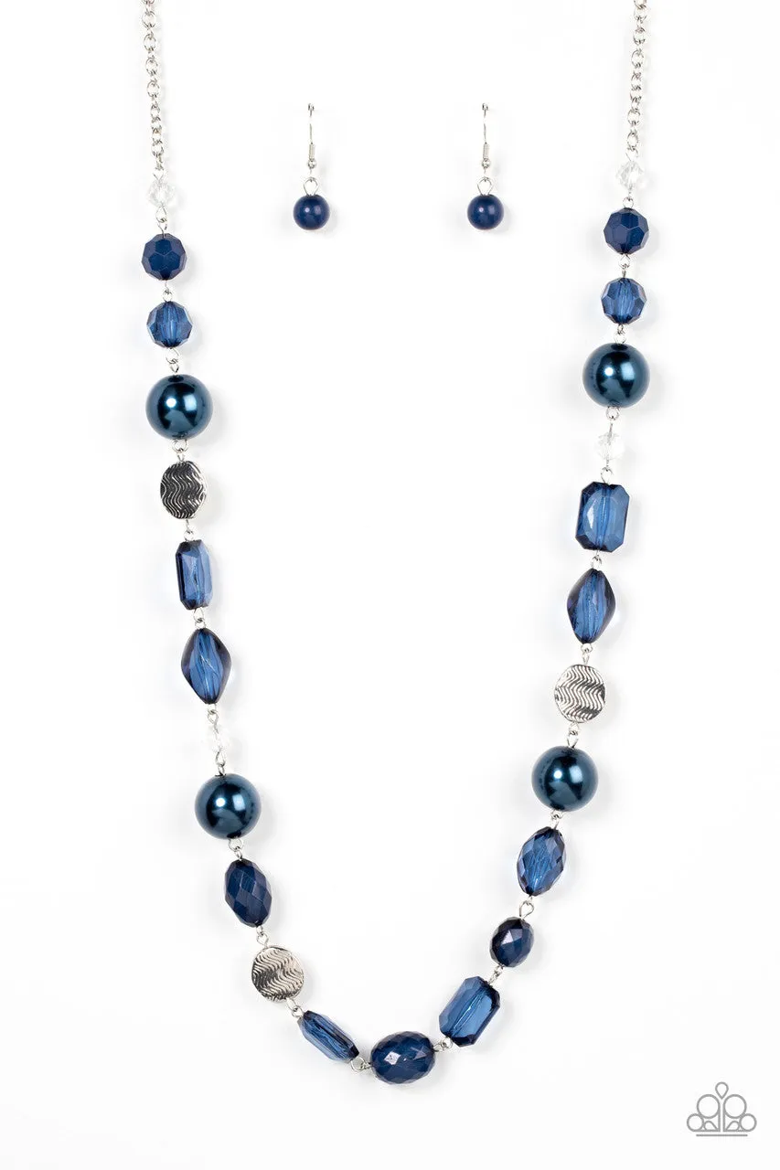 Timelessly Tailored - Blue - Oversize Pearl and Beaded Paparazzi Necklace