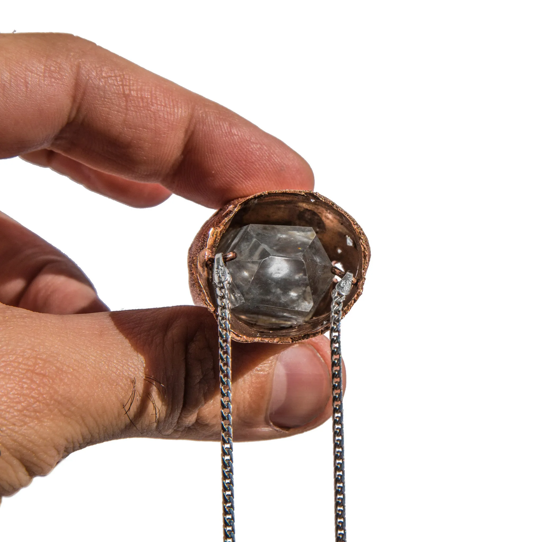 Toe Pendant with Diamonds and Quartz Crystal