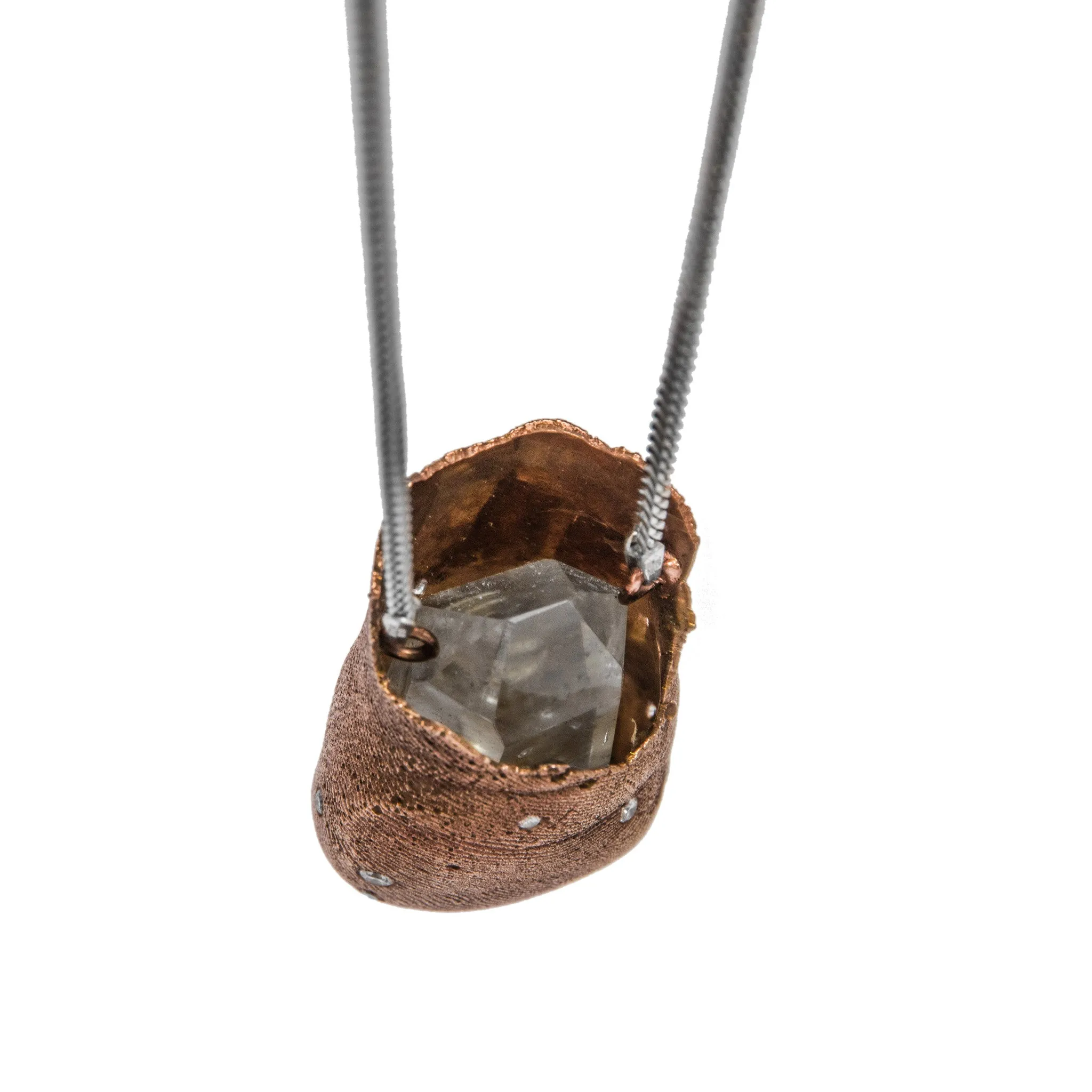 Toe Pendant with Diamonds and Quartz Crystal
