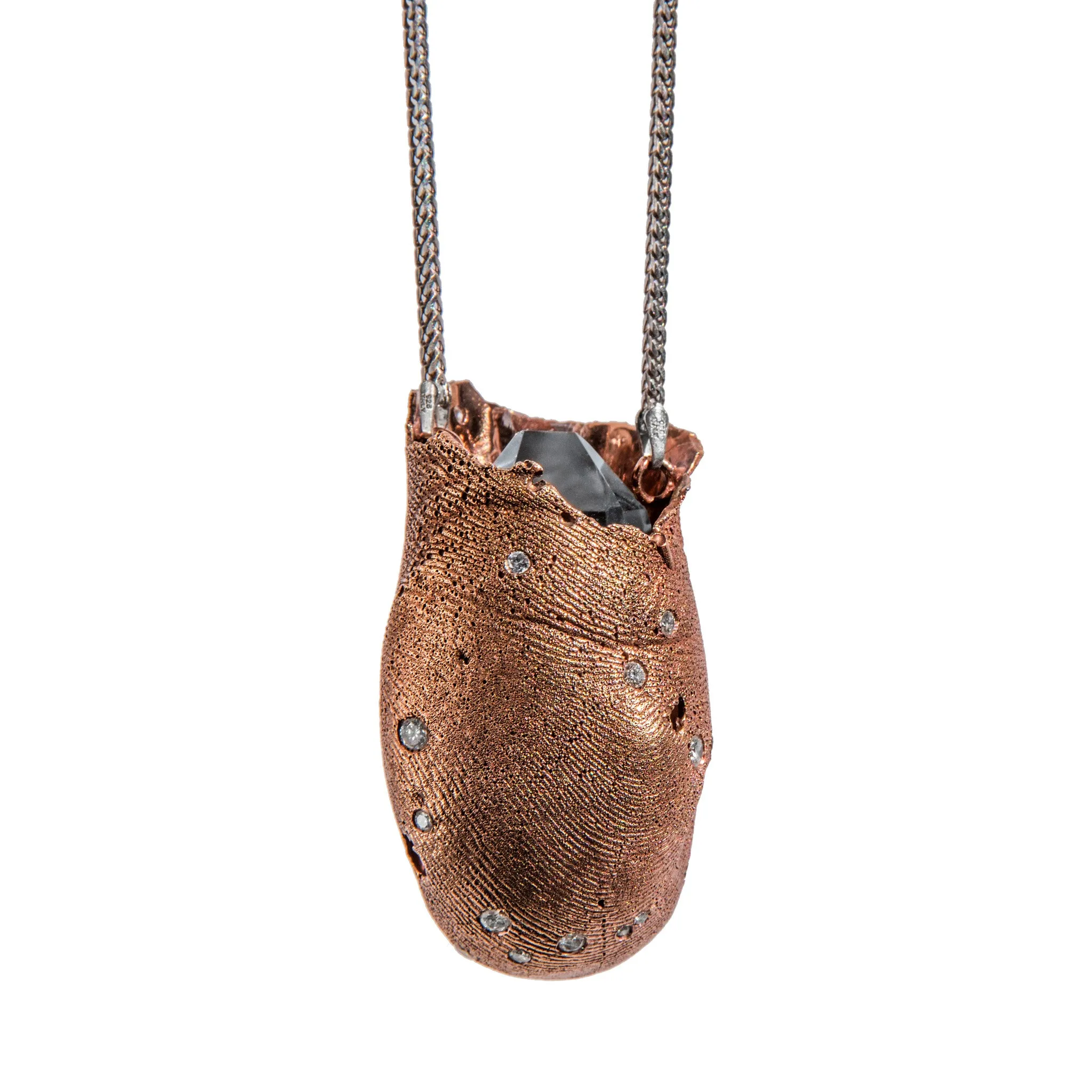 Toe Pendant with Diamonds and Quartz Crystal