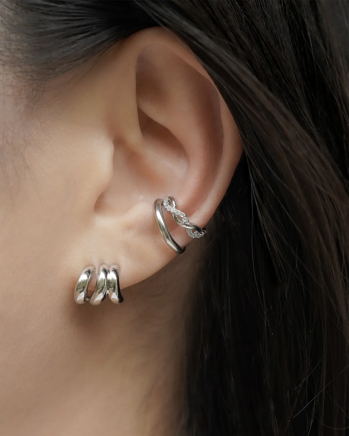 TREBLE Illusion Hoops in Silver