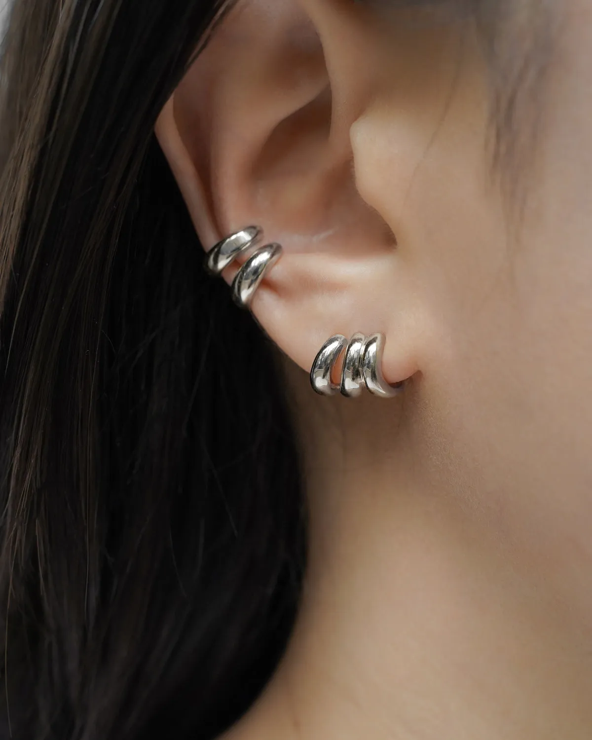 TREBLE Illusion Hoops in Silver