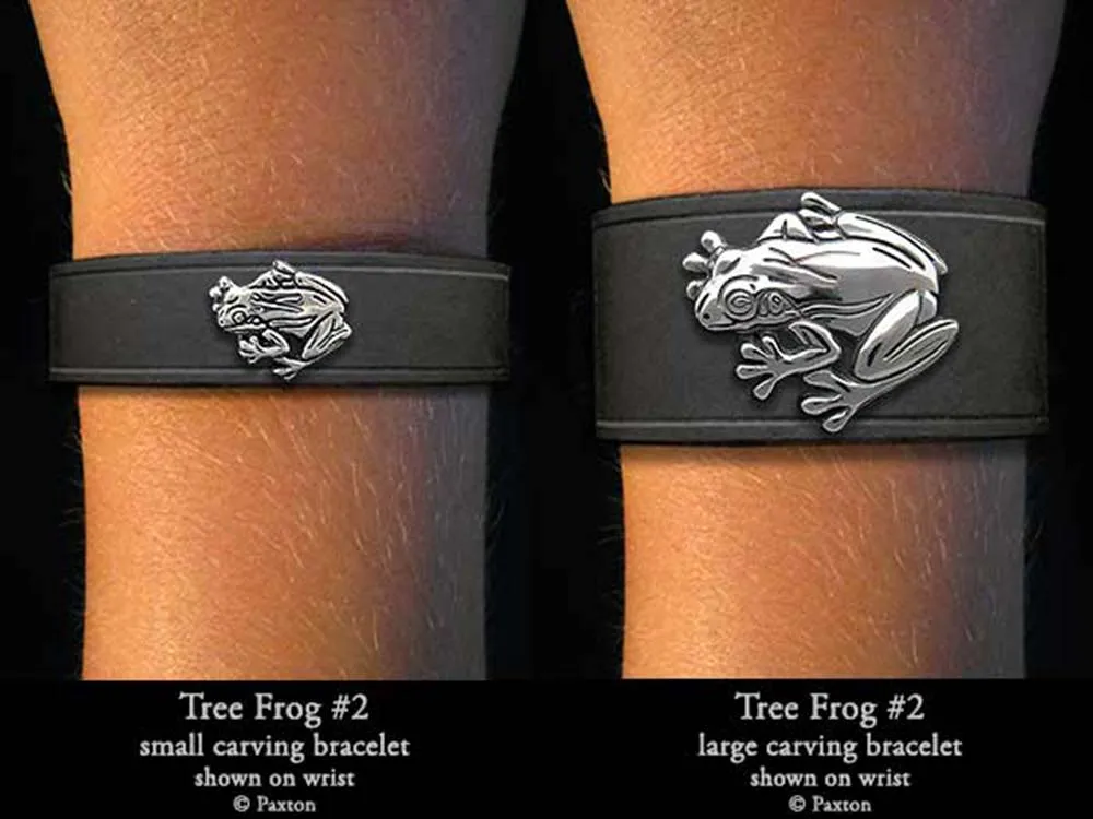 Tree Frog 2 Bracelet Sterling Silver on Genuine Leather