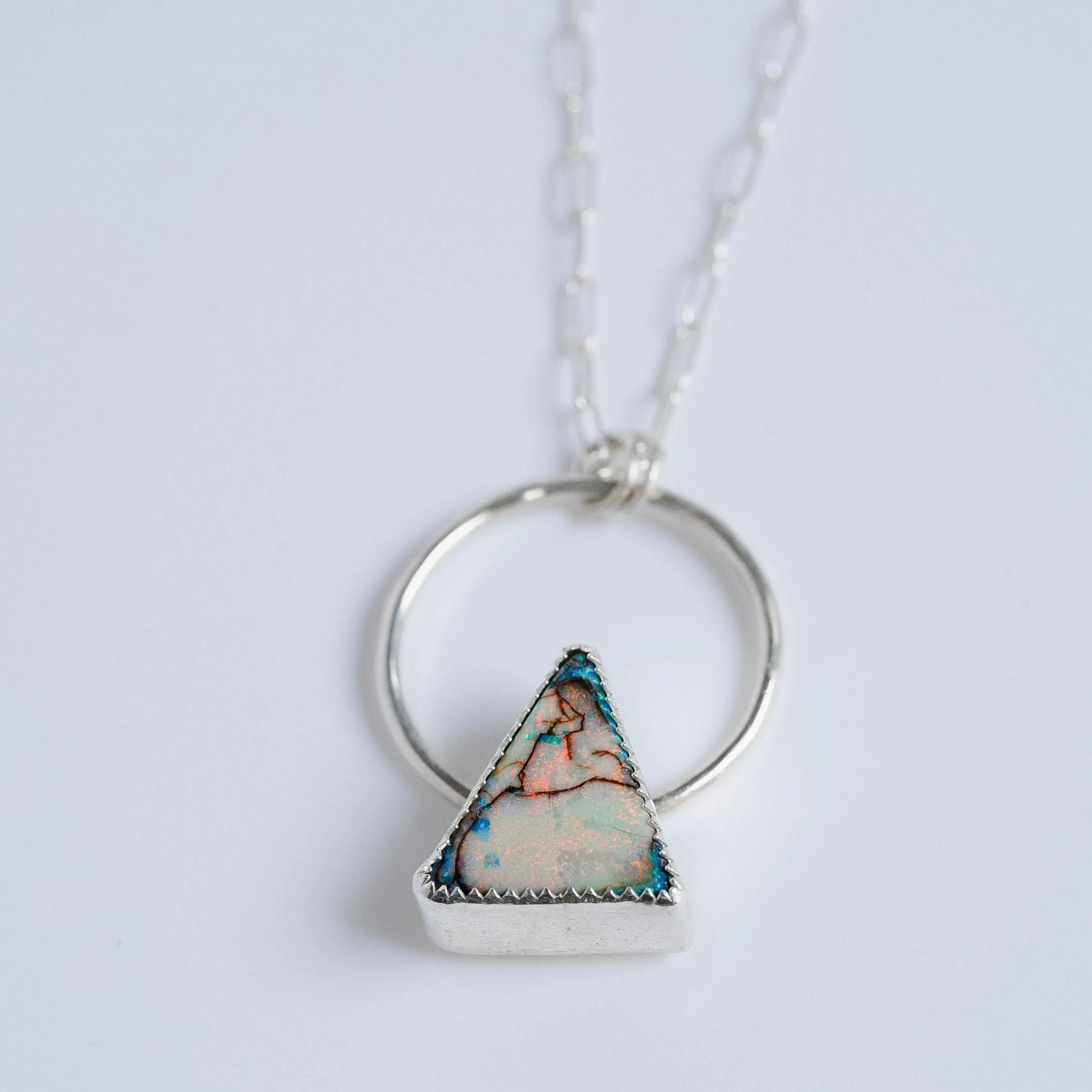 Triangle Opal Necklace in Sterling SIlver