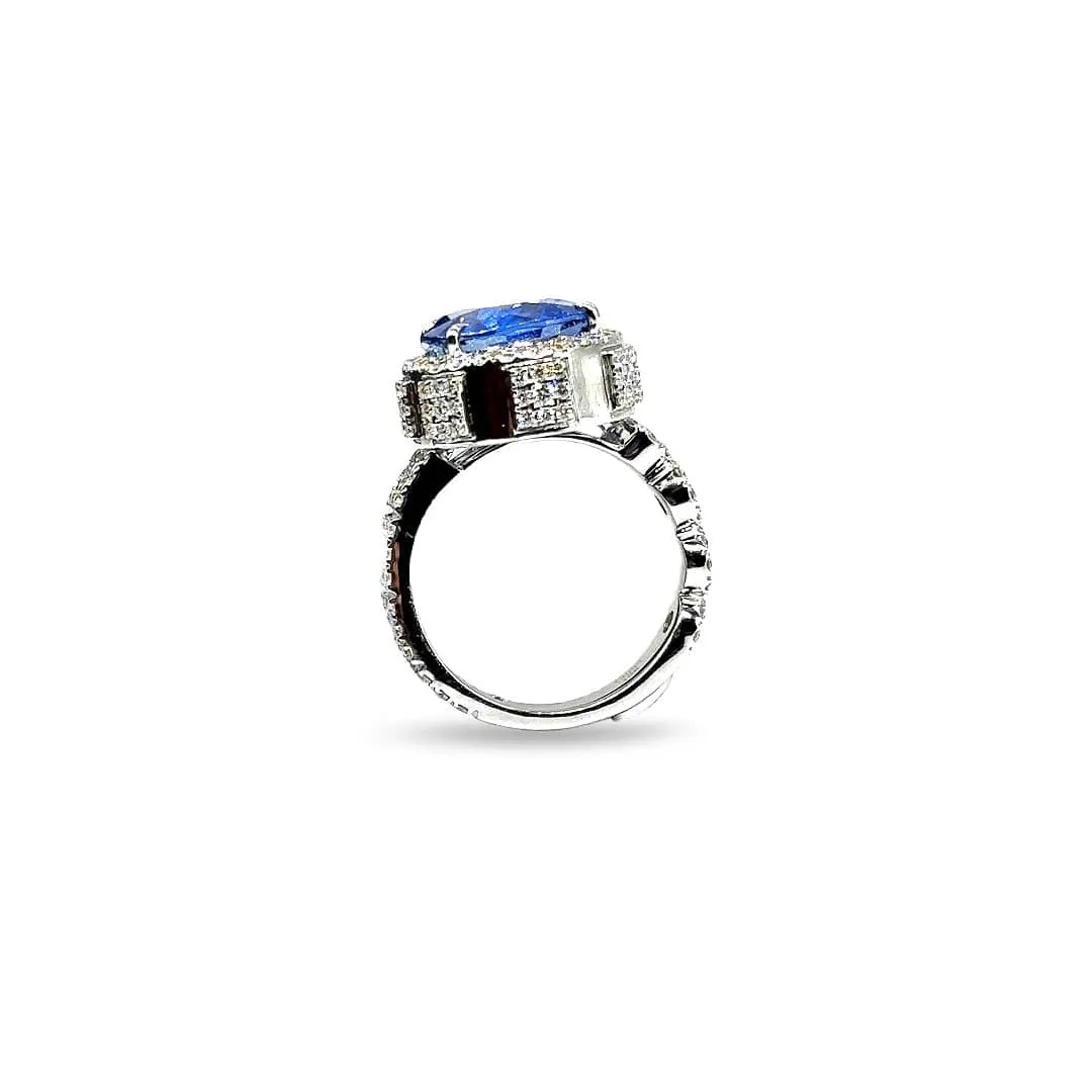 Trinity Cornflower Sapphire & Diamond Ring