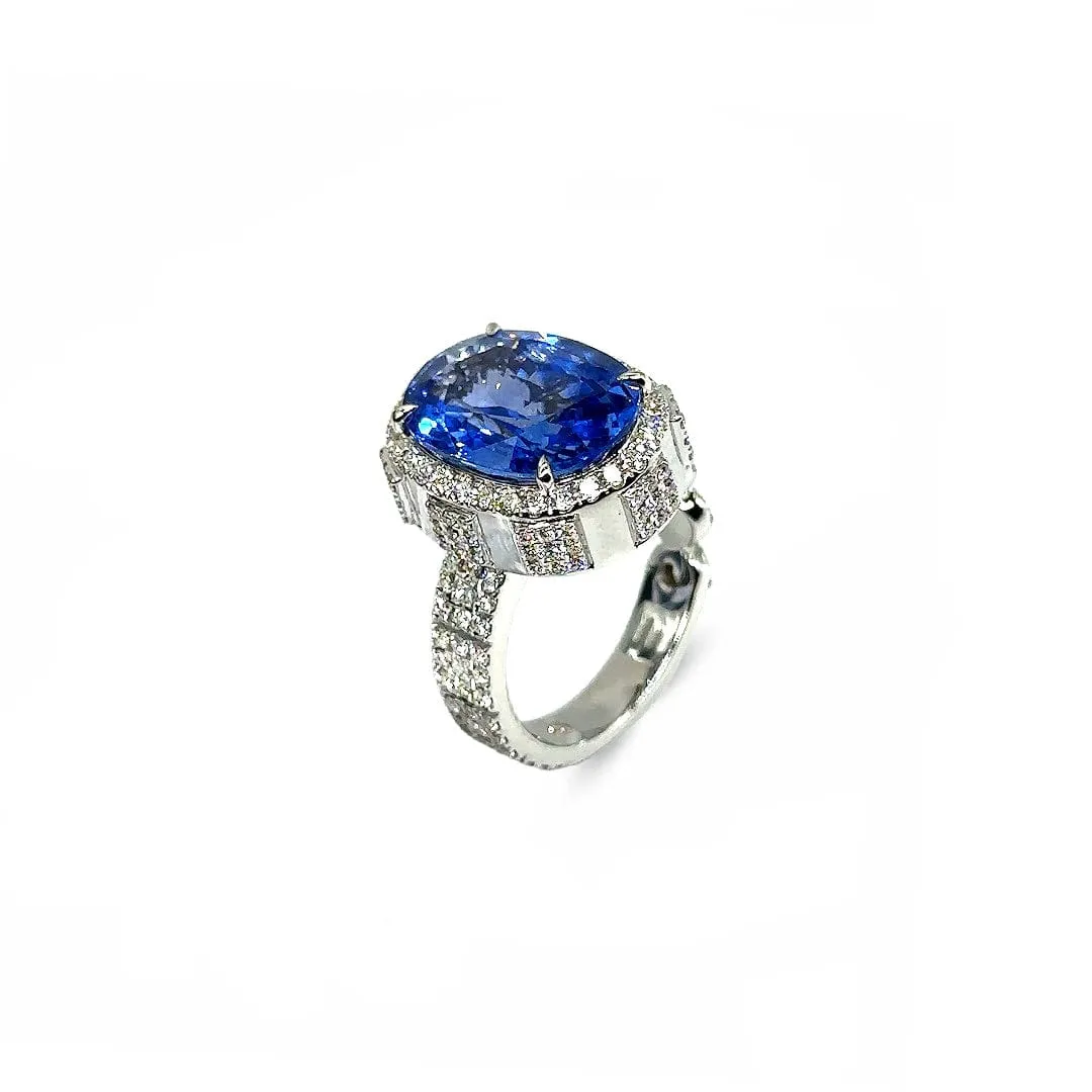Trinity Cornflower Sapphire & Diamond Ring
