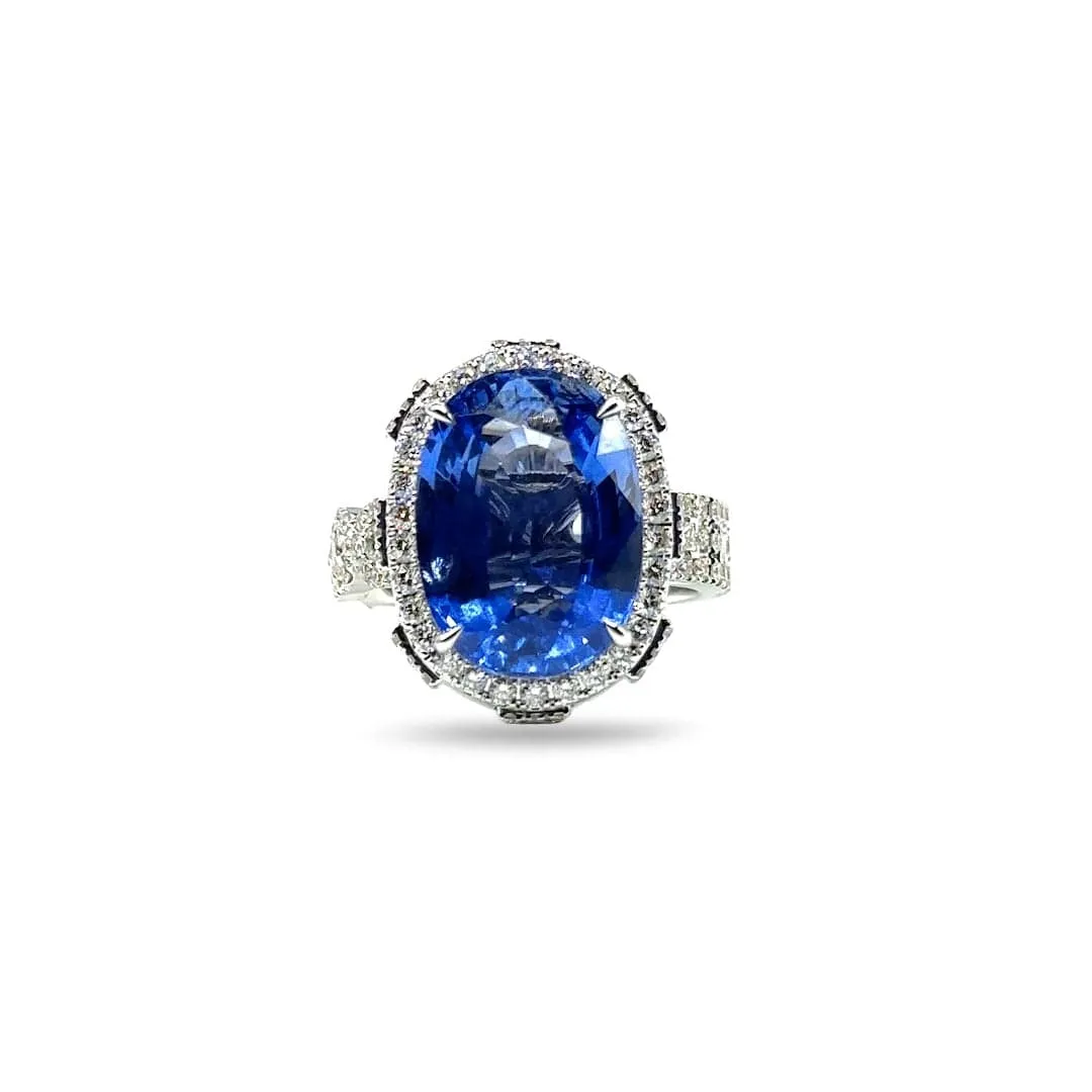 Trinity Cornflower Sapphire & Diamond Ring