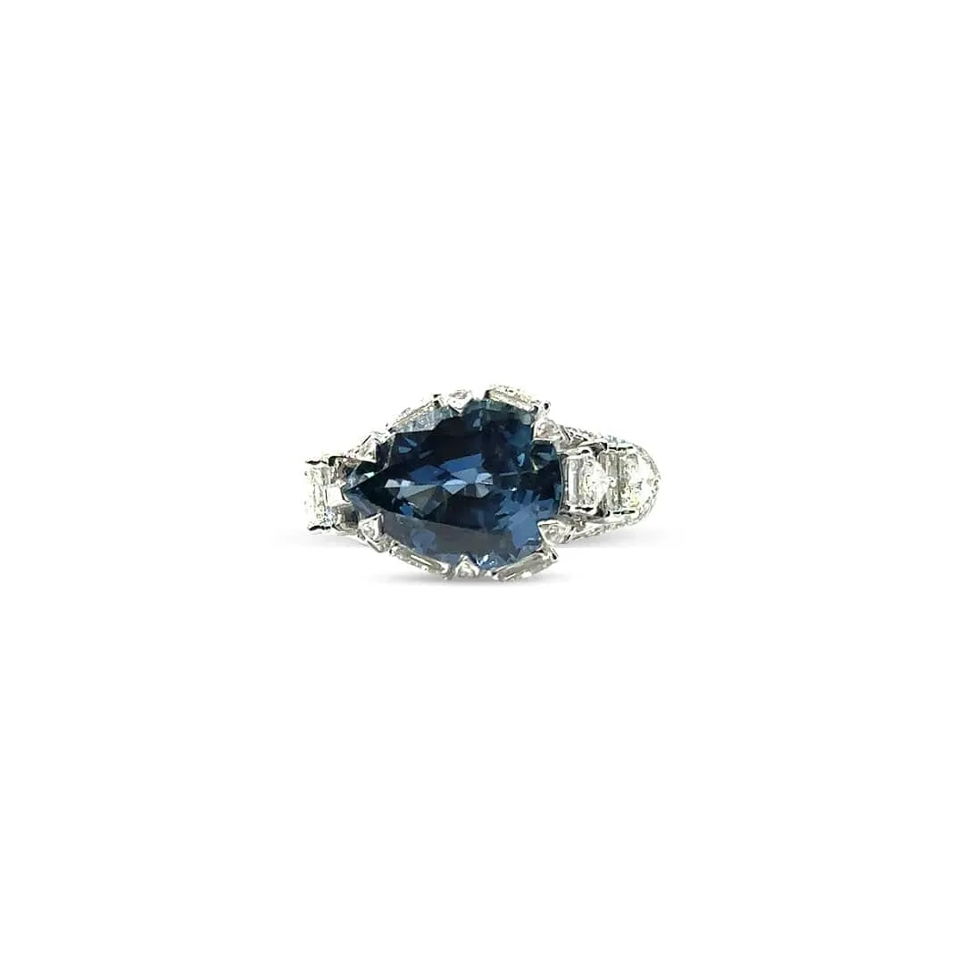 Trinity No Heat Pear Shaped Sapphire Ring