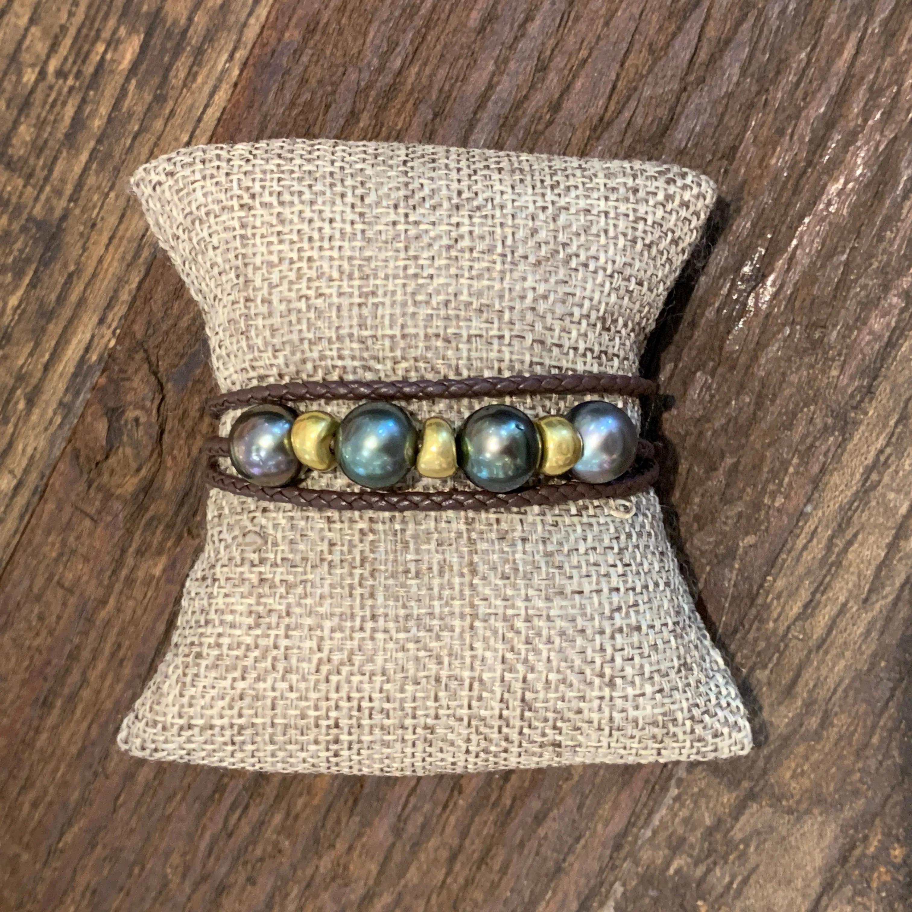 Triple Wrap Tahitian w/ Gold Roundel Bracelet