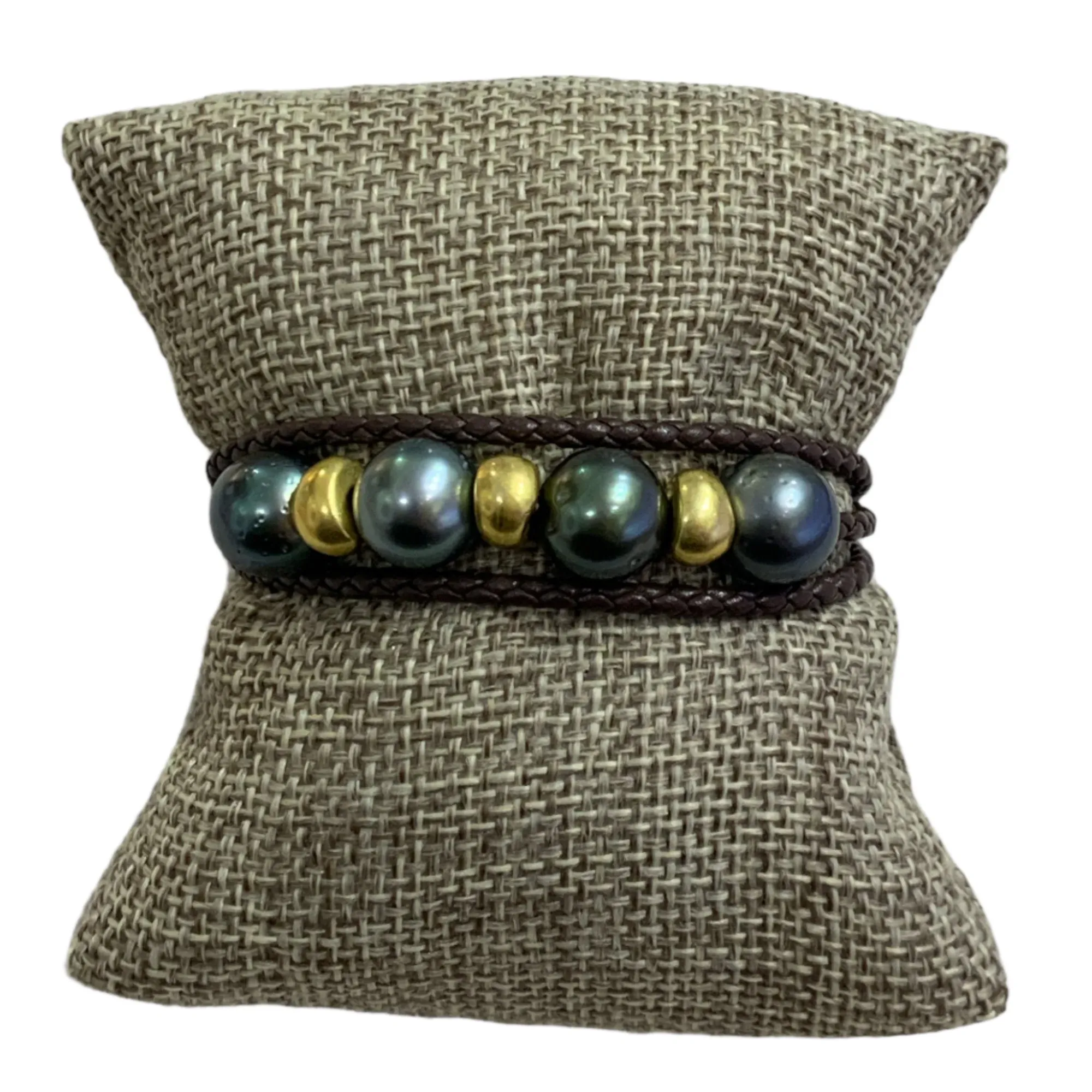 Triple Wrap Tahitian w/ Gold Roundel Bracelet