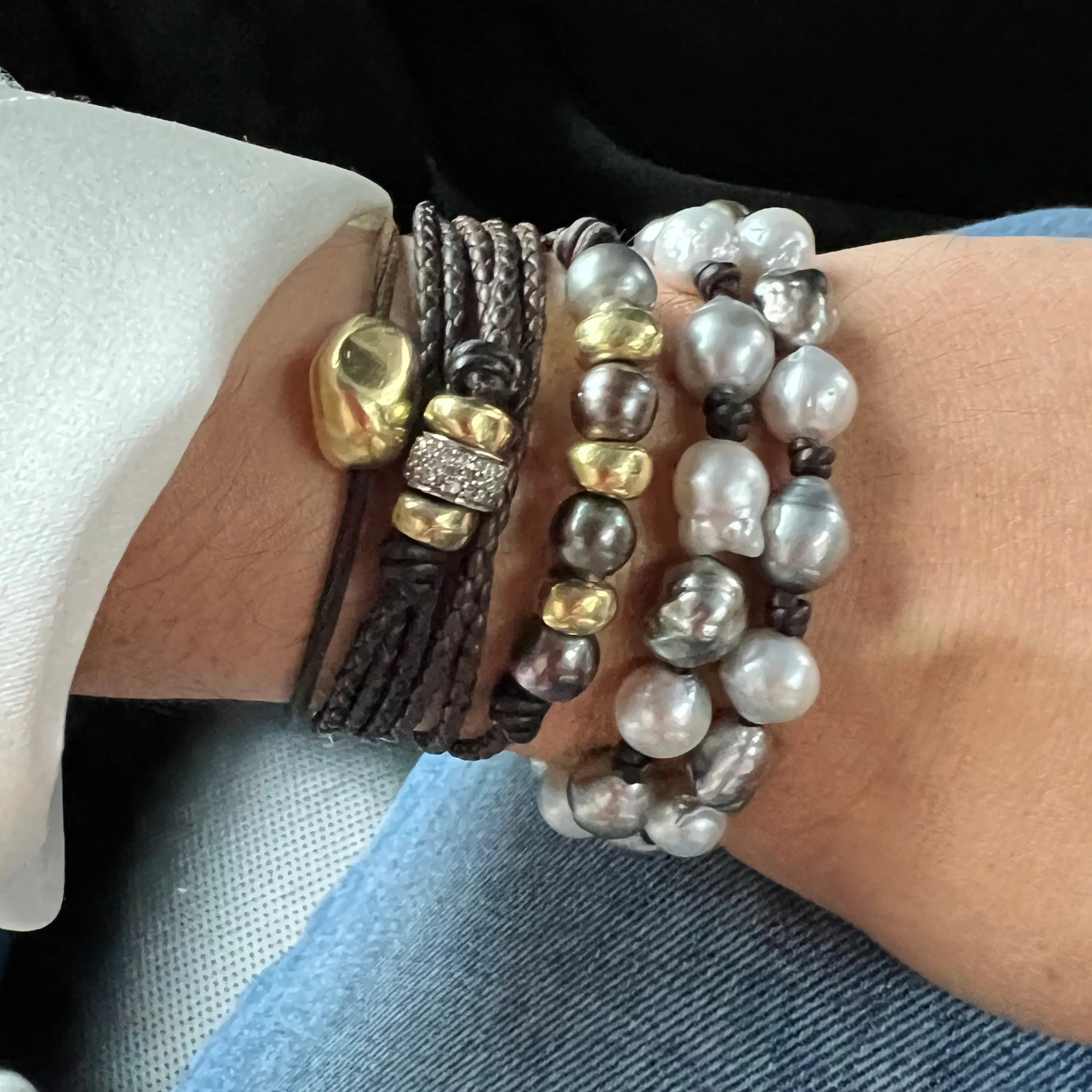 Triple Wrap Tahitian w/ Gold Roundel Bracelet