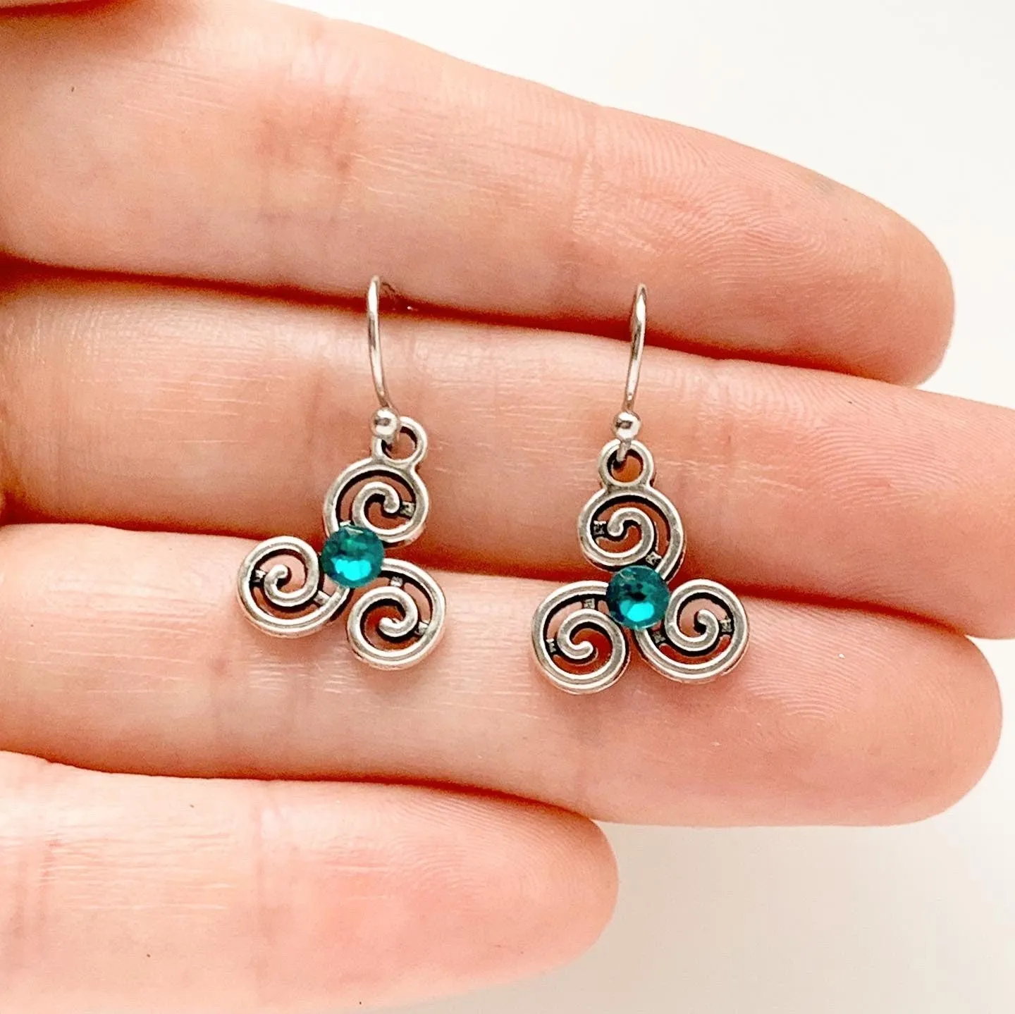 Triskelion Birthstone Earrings