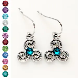 Triskelion Birthstone Earrings
