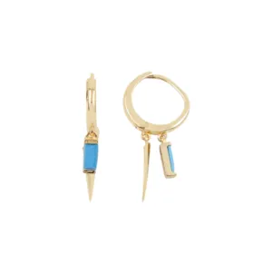 TURQUOISE FRINGE HUGGIE HOOPS