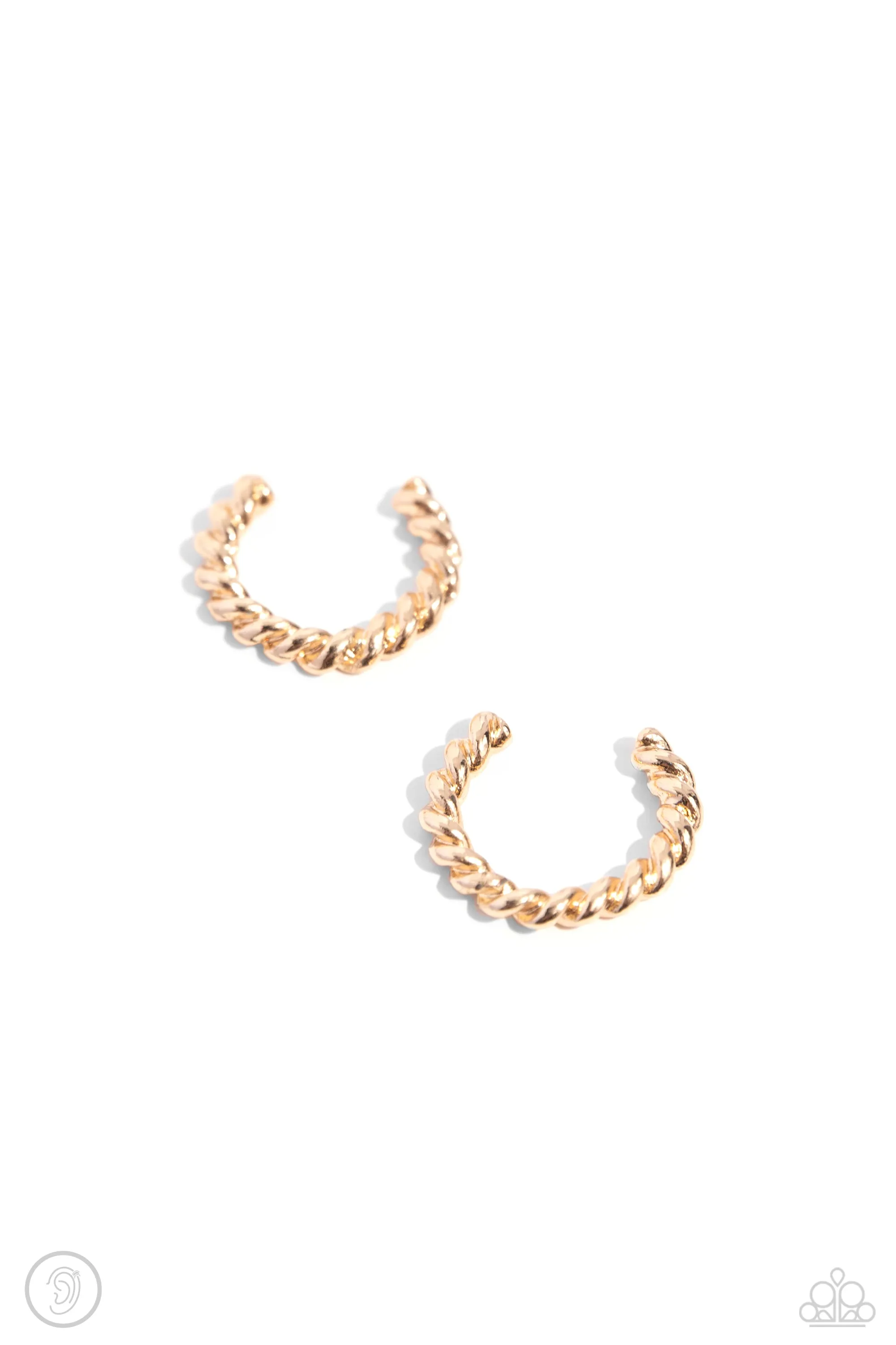Twisted Travel - Gold - Twisted Bar Paparazzi Ear Cuff Earrings