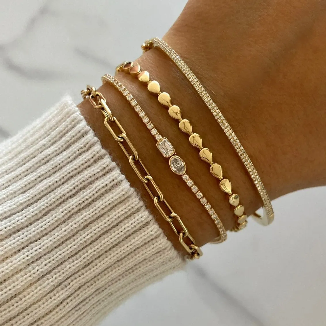 Two-Diamonds Bezel Tennis Bracelet