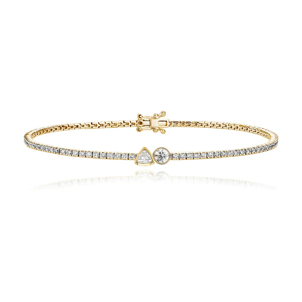 Two-Diamonds Bezel Tennis Bracelet